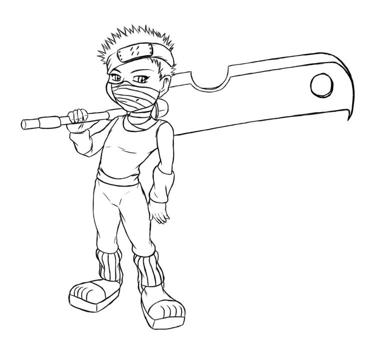 Naruto – Chibi Zabuza Lines By Kimberly-Castello On avec Zabuza Coloring Pages