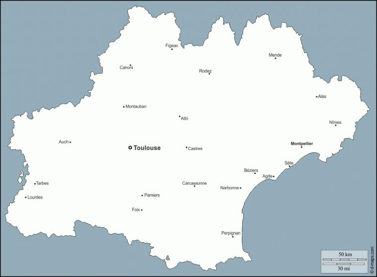 Occitanie Carte Géographique Gratuite, Carte Géographique intérieur Carte Italie Vierge Avec Les Regions