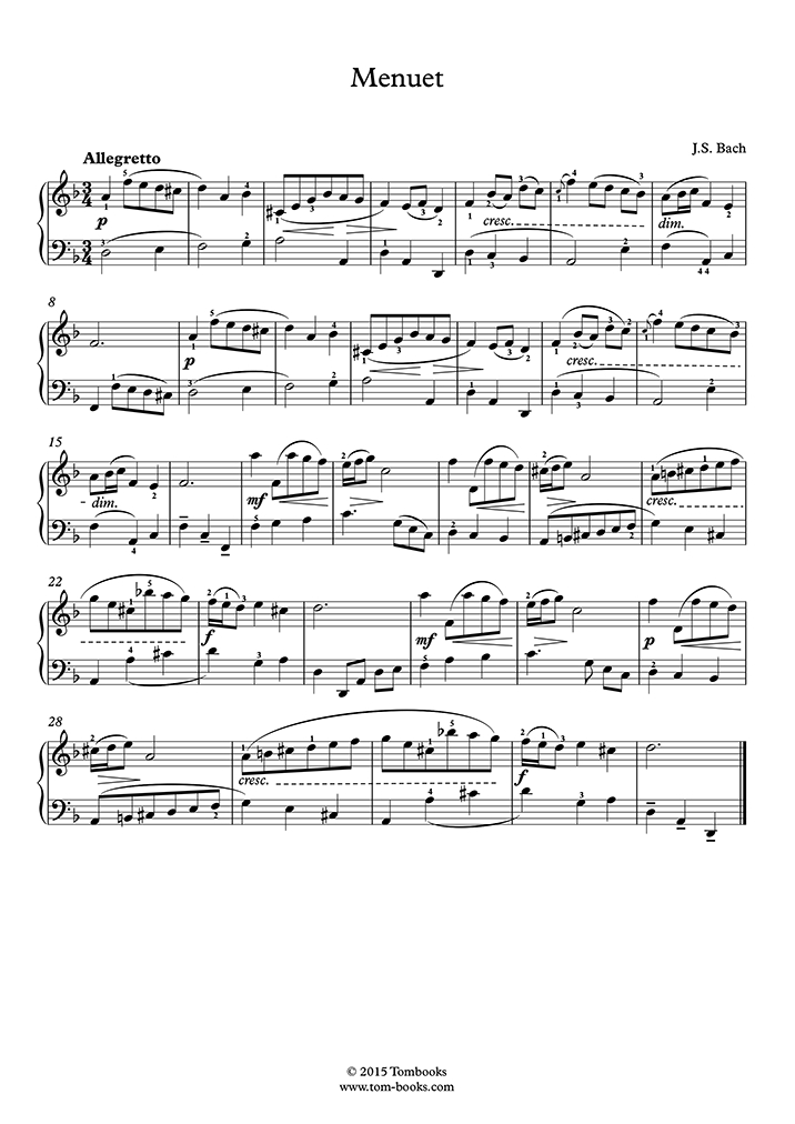 Partition Piano Menuet En Ré Mineur, Ahn. 132 – Petits avec Attrape Un Tout Petit Song