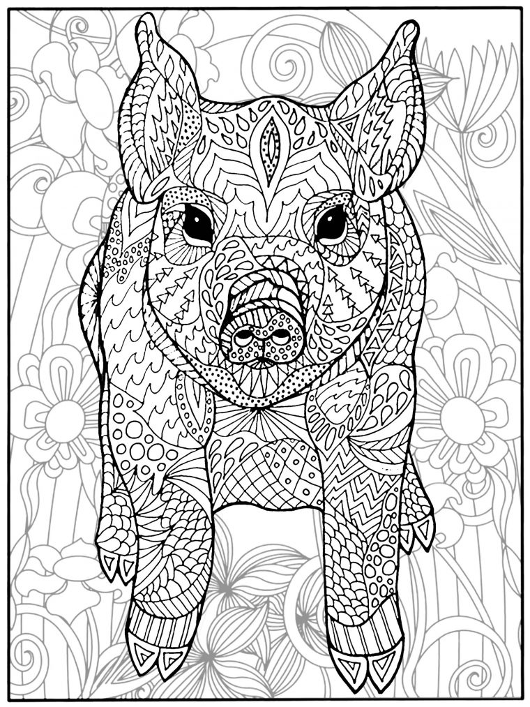 Pig And Flowers – Pigs Adult Coloring Pages concernant Coloring Book Dessin