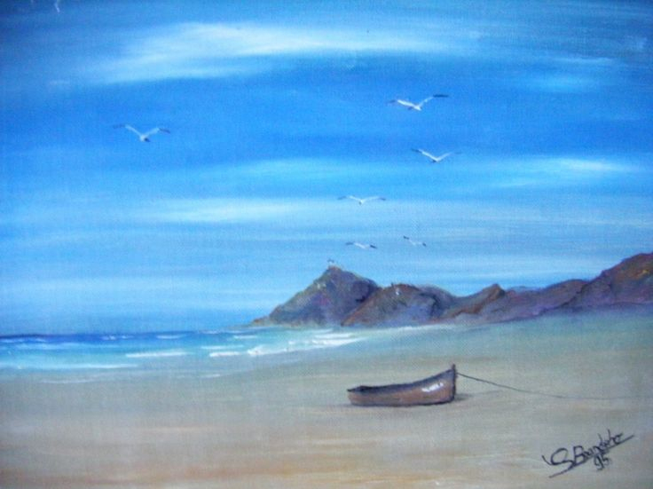 Pin Tableau Peinture Barque Plage Mer Bretagne La Petite concernant L'Toile Du Mer Desnos Ecrire