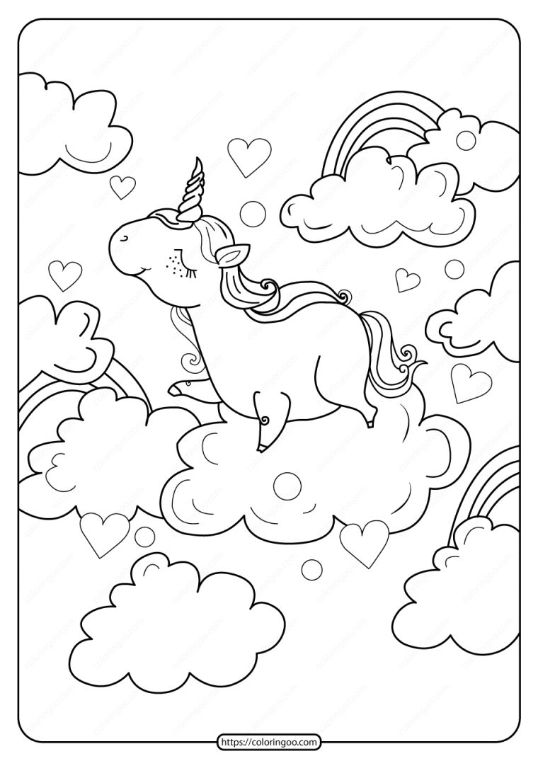 Printable A Unicorn Above The Clouds Coloring Page encequiconcerne Kleurplaat Unicorn