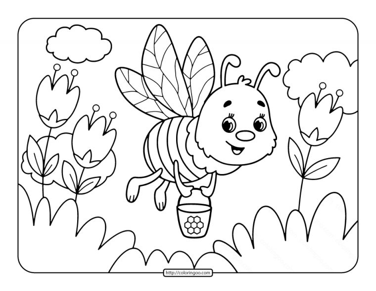Printable Bee Coloring Pages encequiconcerne Coloring Bee Smiling