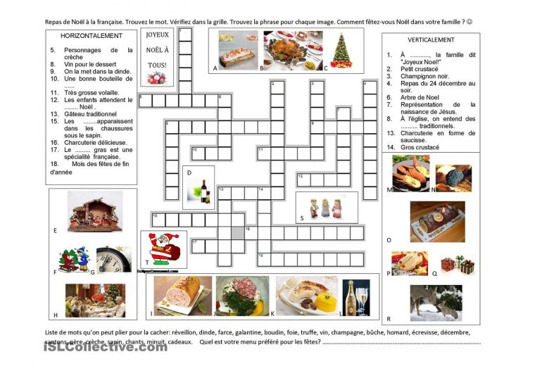 Repas De Noël | Repas Noel, Fle, Repas tout Mots Croises De Noel