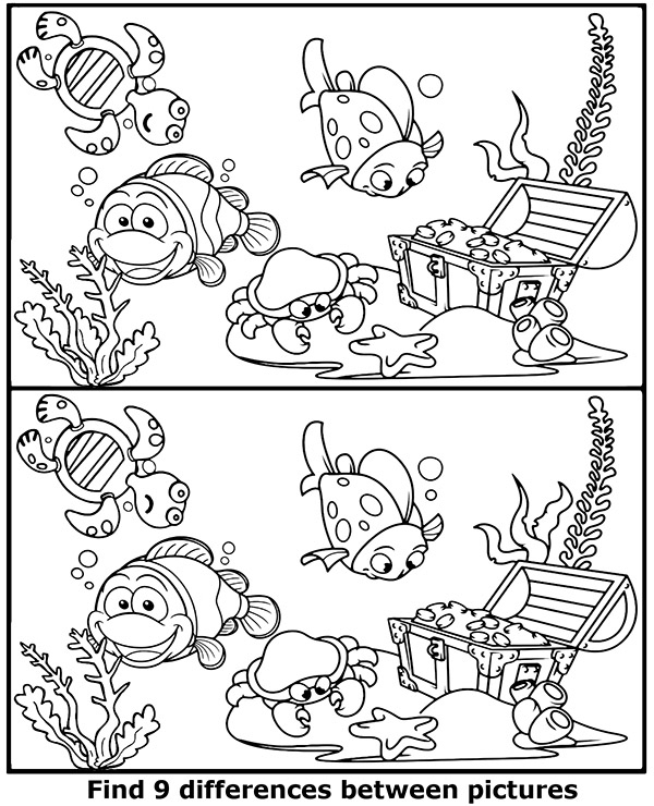 Spot 9 Differences – Sea World – Topcoloringpages dedans Star Wars Spot The Difference Pages Printable