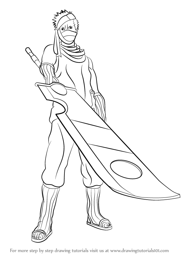Step By Step How To Draw Zabuza Momochi From Naruto intérieur Zabuza Coloring Pages