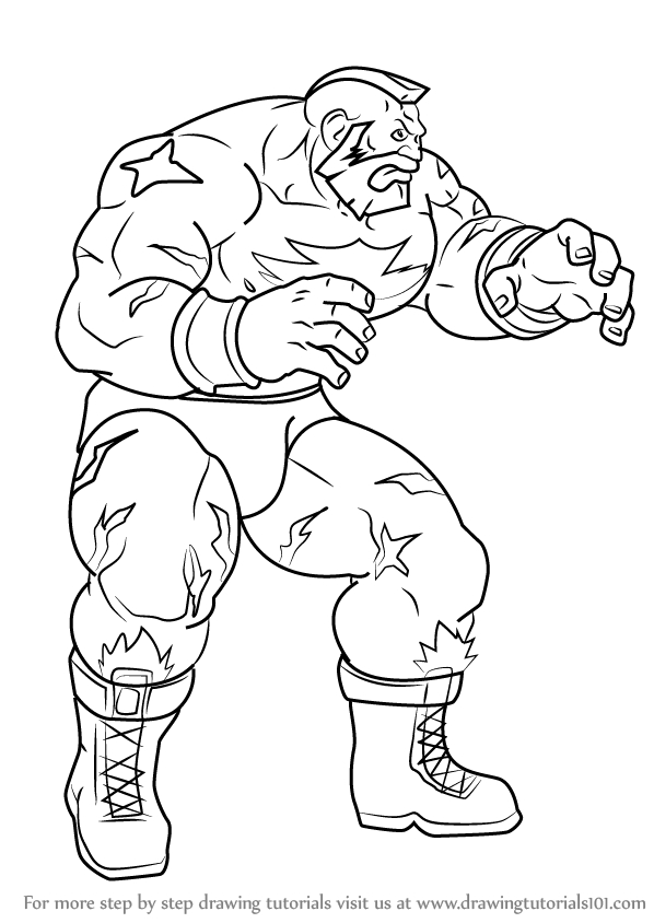 Step By Step How To Draw Zangief From Street Fighter destiné Dessin A Imprimer Street Fighter