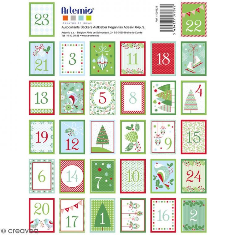 Stickers Timbres Décoratifs – Noël Classique Avent – 3,3 X dedans Timbre Du Pere Noel A Imprimer