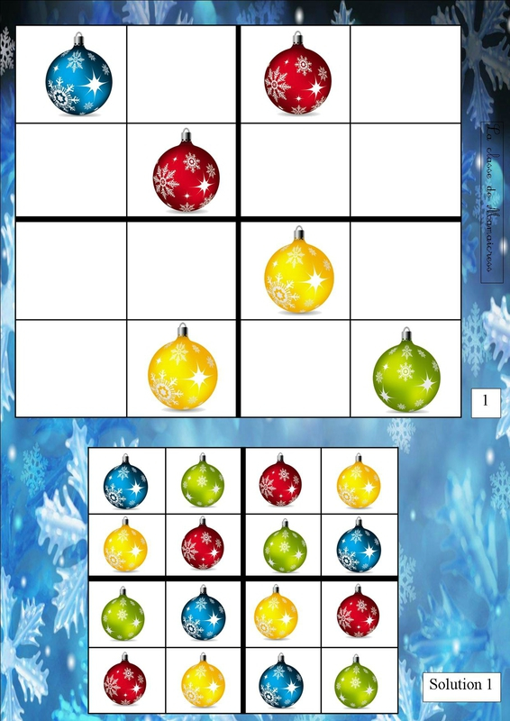 Sudoku De Noël – La Classe De Mamaicress | Noel, Noël intérieur Les Couleurs Sudoku