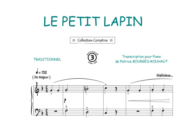 Un Petit Lapin (Comptine) – Piano, Voix, Accords encequiconcerne Chanson Mon Petit Lapin