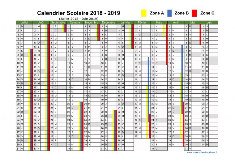 Vacances Scolaires 2018 2019 destiné Vacance Scolaire 2019