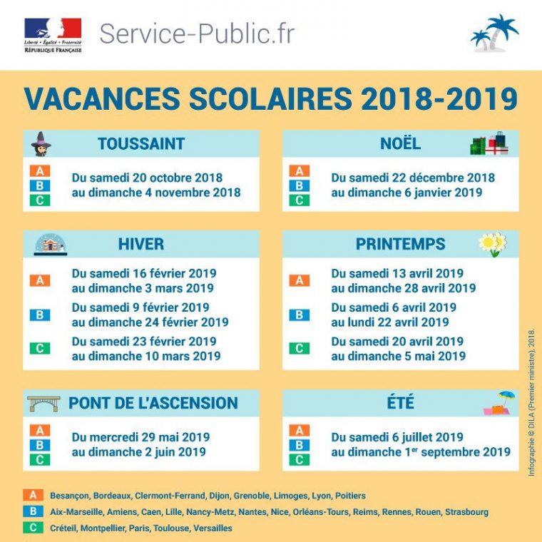 Vacances Scolaires 2018-2019 tout Vacance Scolaire 2019