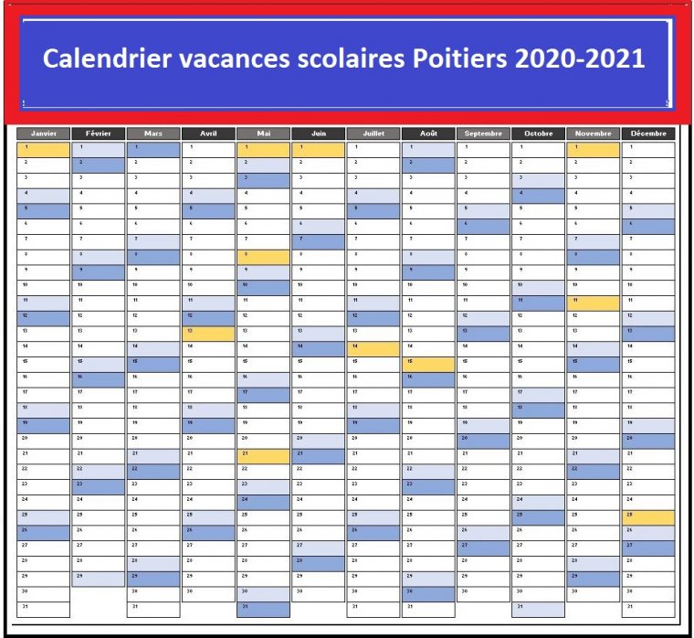 Vacances Scolaires 2019 Et 2020 Poitiers – Calendrier 2019 avec Vacance Scolaire 2019