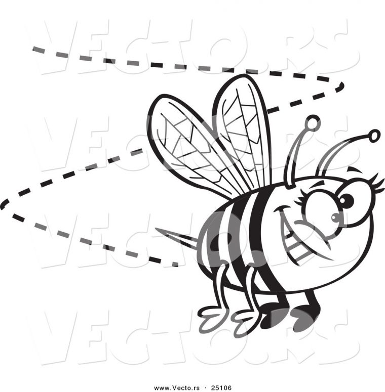 Vector Of A Cartoon Happy Bee Buzzing Around – Coloring intérieur Coloring Bee Smiling