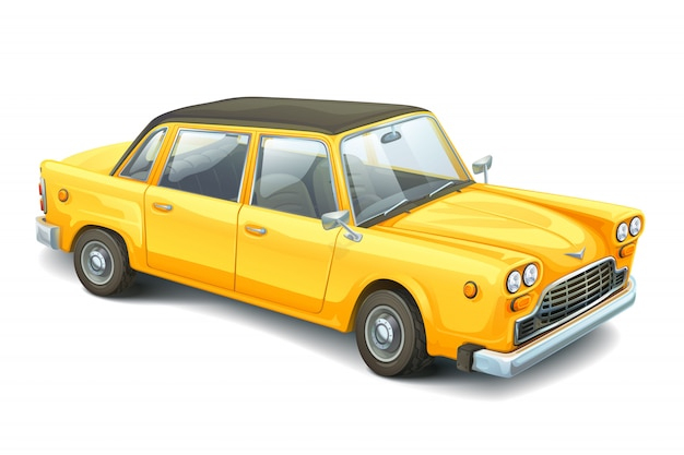 Voiture De Dessin Animé De Style Rétro Jaune | Vecteur Premium avec Voiture Bebe Dessin Anime