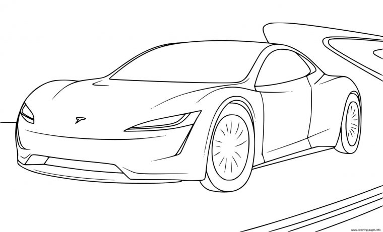 Voiture Tesla Roadster Coloring Pages Printable concernant Voiture Coloring