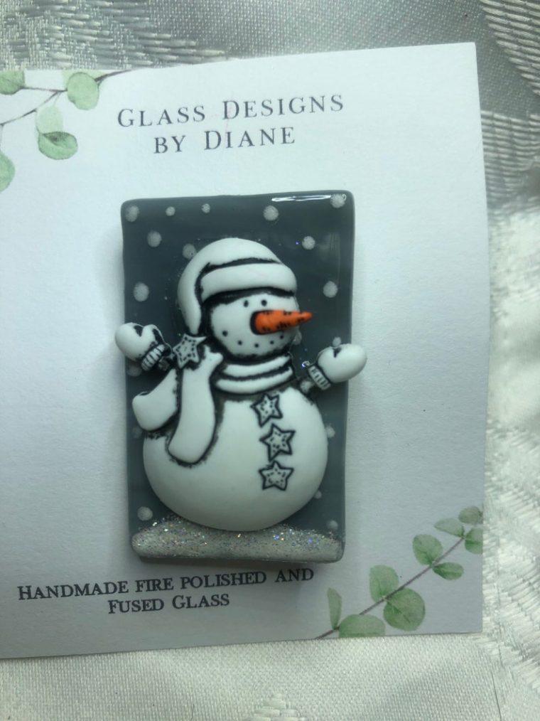 Winter Snowman Fused Fire Poli Gray Glass Snowman Pin encequiconcerne Dessin Orgami Snowman