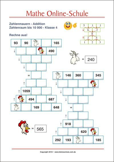 Zahlenmauern / Rechenmauern - Zahlenraum Bis 10 000 concernant Knobelaufgaben Klasse 4 Zum Ausdrucken