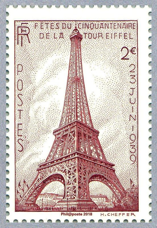 Zoom Sur Le Timbre «Fêtes Du Cinquantenaire De La Tour pour Imprimer Image Tour Eiffel