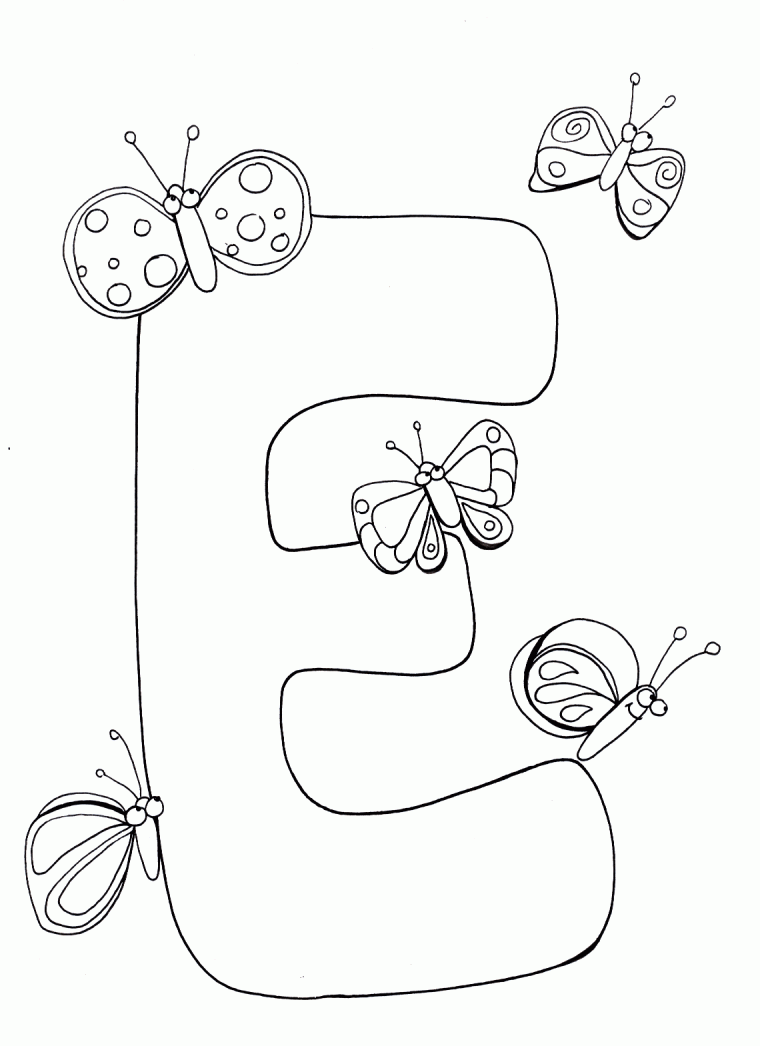 the letter e coloring pages