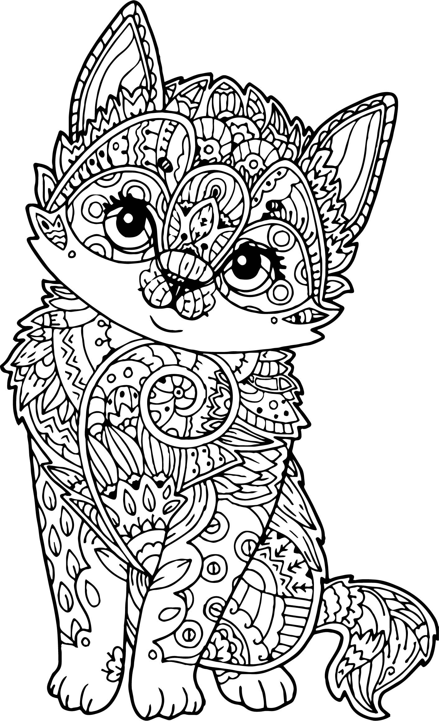 Adult Mandala Cat Puppy Coloring Page | Wecoloringpage serapportantà Coloriage Mandala Kawaii