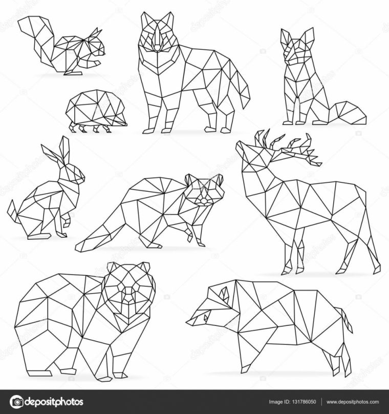 Bas Poly Ligne Animaux Réglés. Origami Animaux De Ligne Politique. Loup concernant Coloriage En Ligne Ours Bas Poly Ligne Animaux Réglés. Origami Animaux De Ligne Politique. Loup concernant Coloriage En Ligne Ours