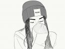 Beanie Girl Tumblr Outline By Maryam A | #Huf #Tumblr #Hoodie #Girl # pour Dessin A Colorier Facile Triste