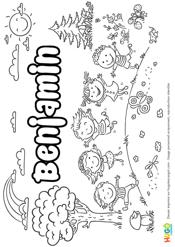 Benjamin Prénom De Garçon Version 4 encequiconcerne Hugo L&#039;Escargot 7 Couleurs