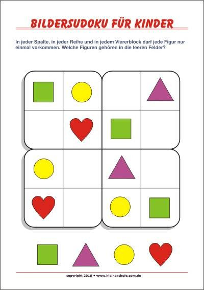 Bilder Sudoku Für Kinder! Kostenlose Sudokus Für Die Vorschule Und Die avec Zungenbrecher Faur Kinder Zum Ausdrucken