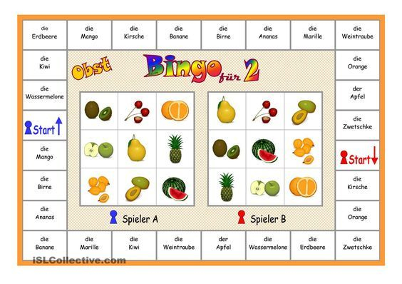 Bingo Für 2 Spieler _ Obst | Bingo, Deutsch Lernen, Obst à Obst Und Gemause Grundschule Ideenreise