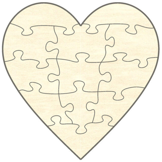 Blanko Holz-Puzzle Herz, 15 Teile, 56X56 Cm, Zum Selbst Bemalen Und encequiconcerne Putzzle 4 Teile Herz