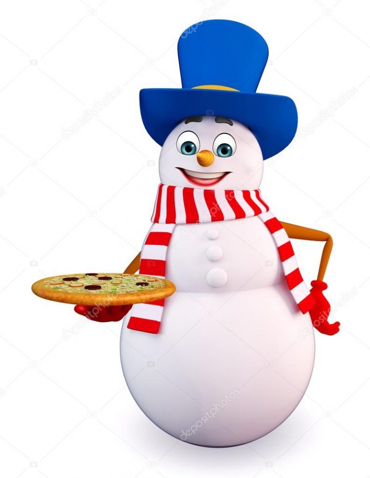 Bonhomme De Neige Dessin Animé Avec Pizza — Photographie Pixdesign123 serapportantà Bonhomme Dessin Animac