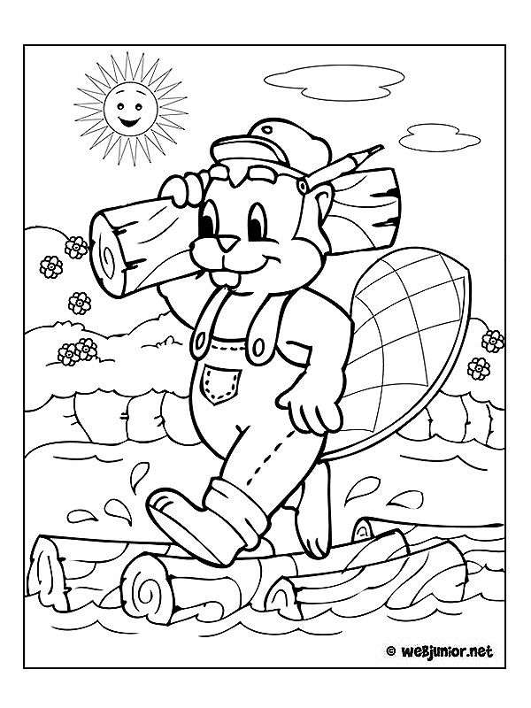 Castor Bûcheron : Coloriage Animaux Gratuit Sur Webjunior intérieur Coloriage Animaux 10 Ans