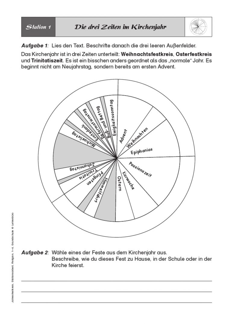Christliche Feste Und Feiertage/Kirchenjahr · Arbeitsblätter pour Christliche Feste Im