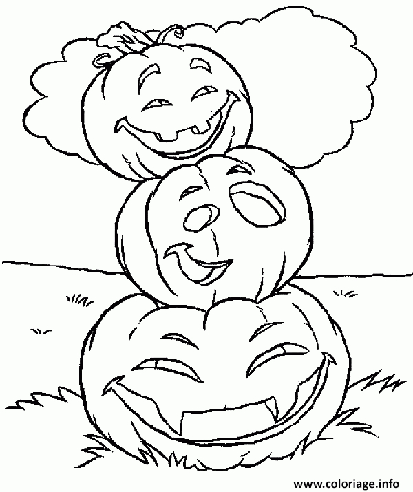 Coloriage 3 Citrouilles Empilees Dessin Halloween Citrouille À Imprimer tout Coloriage En Ligne Nourriture