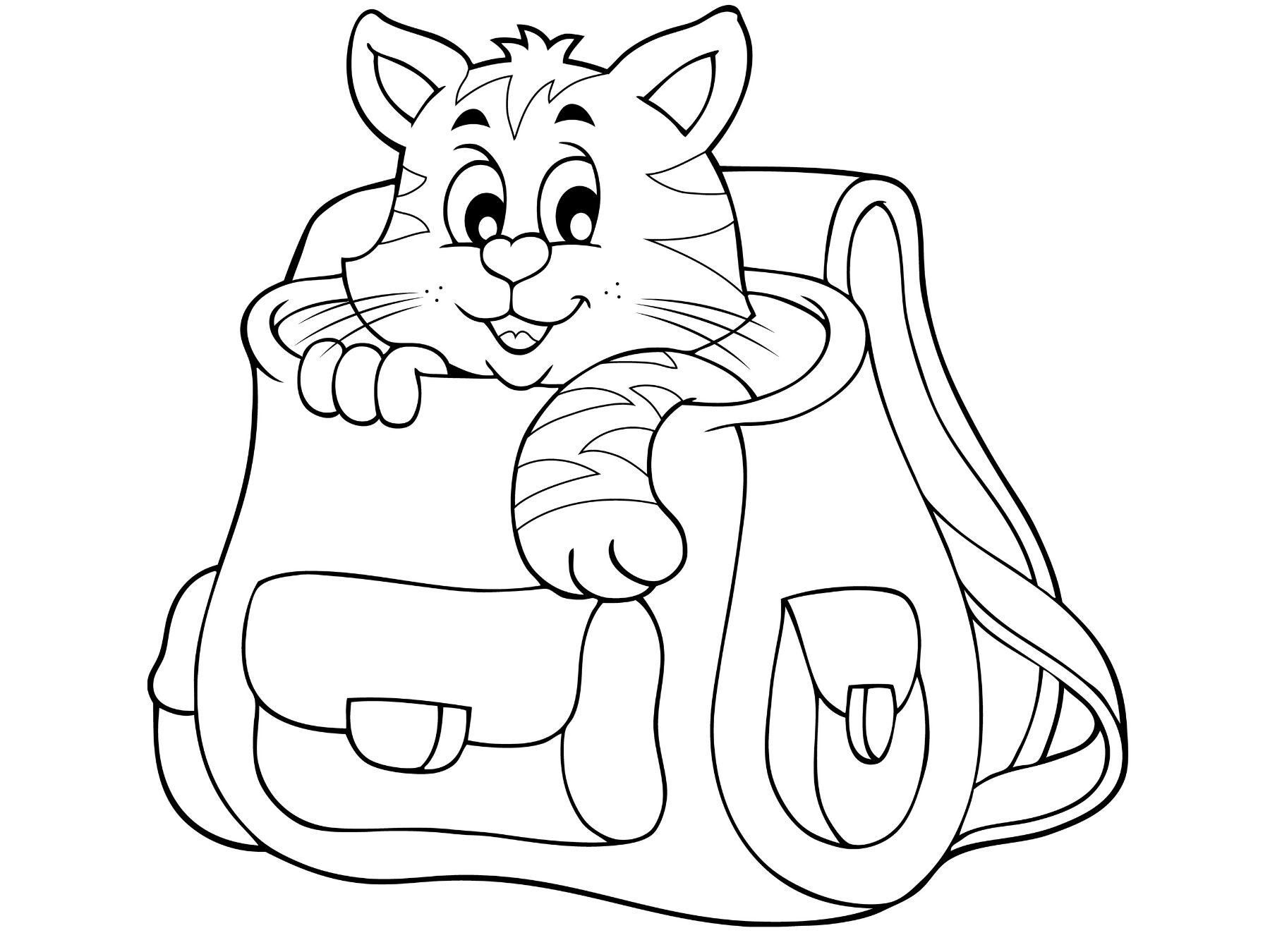 Coloriage À Imprimer De La Rentrée : Le Chat destiné Chat A Imprimer Gratuit