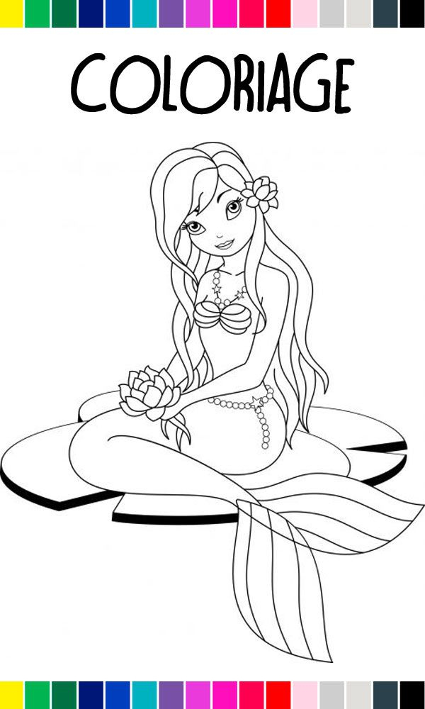 Coloriage À Imprimer : La Sirène #Coloriage #Dessin #Notrefamille serapportantà Dessin A Colorier Facile Sirene