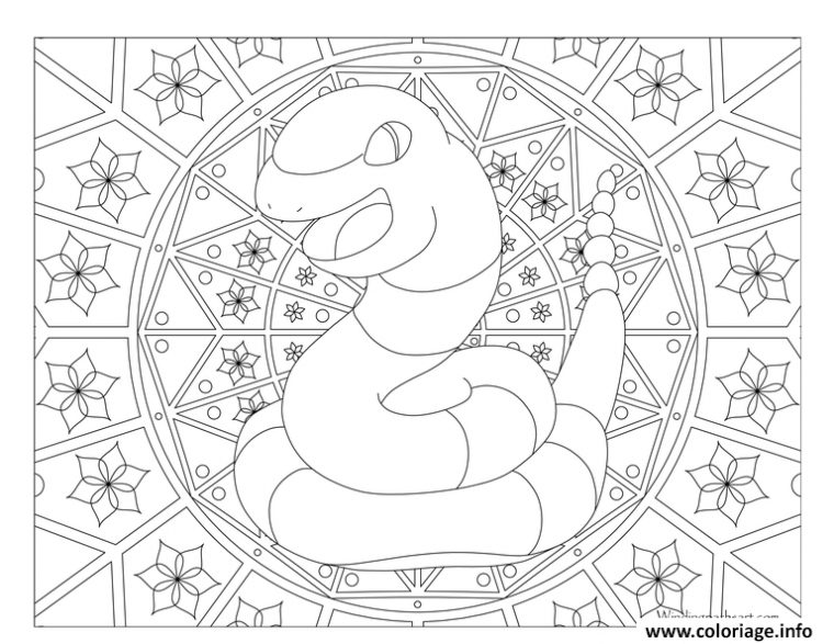 Coloriage Adulte Pokemon Mandala Ekans Dessin Mandala Pokemon À Imprimer encequiconcerne Coloriage Animaux 3D