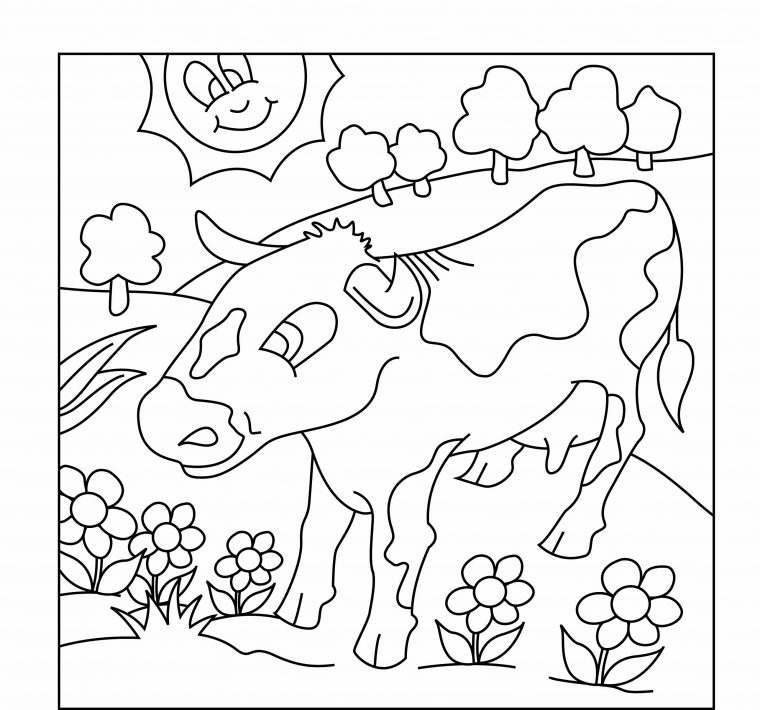 Coloriage – Animaux : Vache 05 – 10 Doigts tout Coloriage Animaux 10 Ans