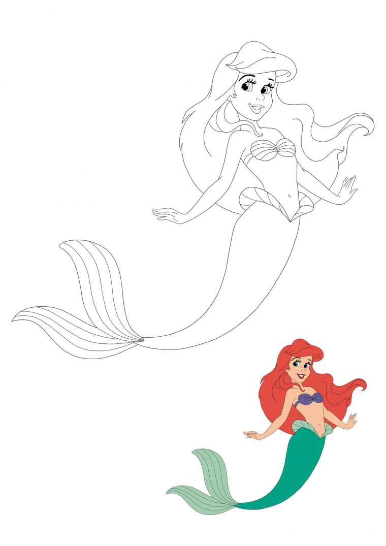 Coloriage Ariel À Imprimer Gratuit : Ariel Et Triton Est Un Coloriage tout Dessin A Colorier Et A Imprimer De Sirene