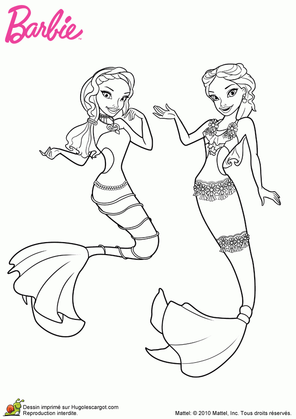 Coloriage Barbie Sirenes Sur Hugolescargot à Dessin A Colorier Et A Imprimer De Sirene