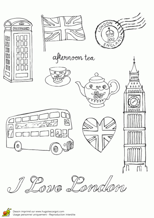Coloriage Bus Anglais, Drapeau Et Big Ben | Bus Anglais, Dessin Anglais à Big Ben Dessin Page De Garde En Couleur