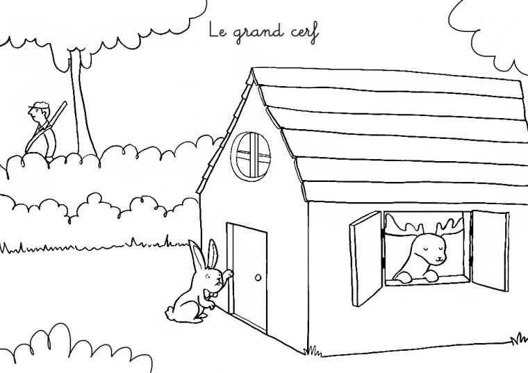 Coloriage Chanson : Dans Sa Maison Un Grand Cerf serapportantà Chanson Du Grand Cerf Coloriage Chanson : Dans Sa Maison Un Grand Cerf serapportantà Chanson Du Grand Cerf