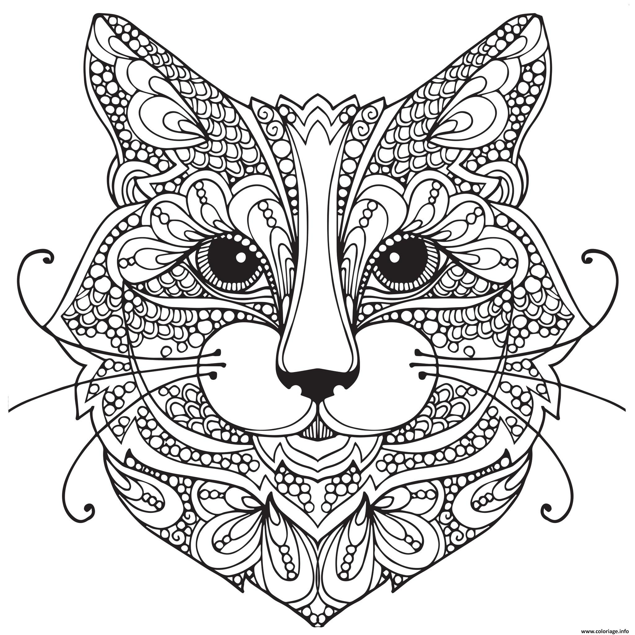 Coloriage Chat Adulte Difficile Visage Mandala Dessin Adulte Animaux À encequiconcerne Coloriage Mandala Jungle A Imprimer