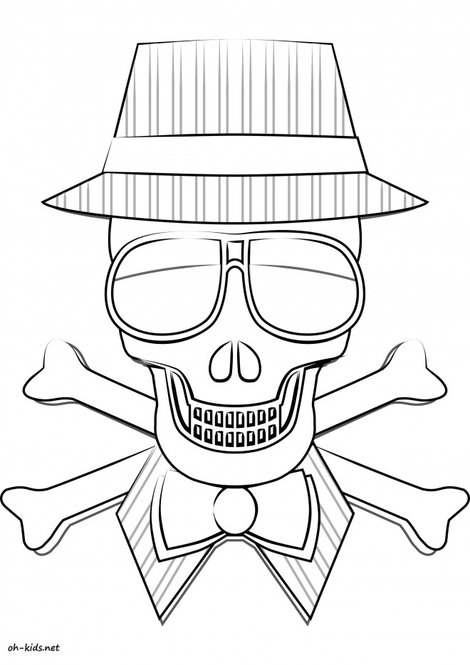 Coloriage Crâne De Mort Portant Un Chapeau Dessin Gratuit À Imprimer tout Dessin A Colorier Facile Tete De Mort