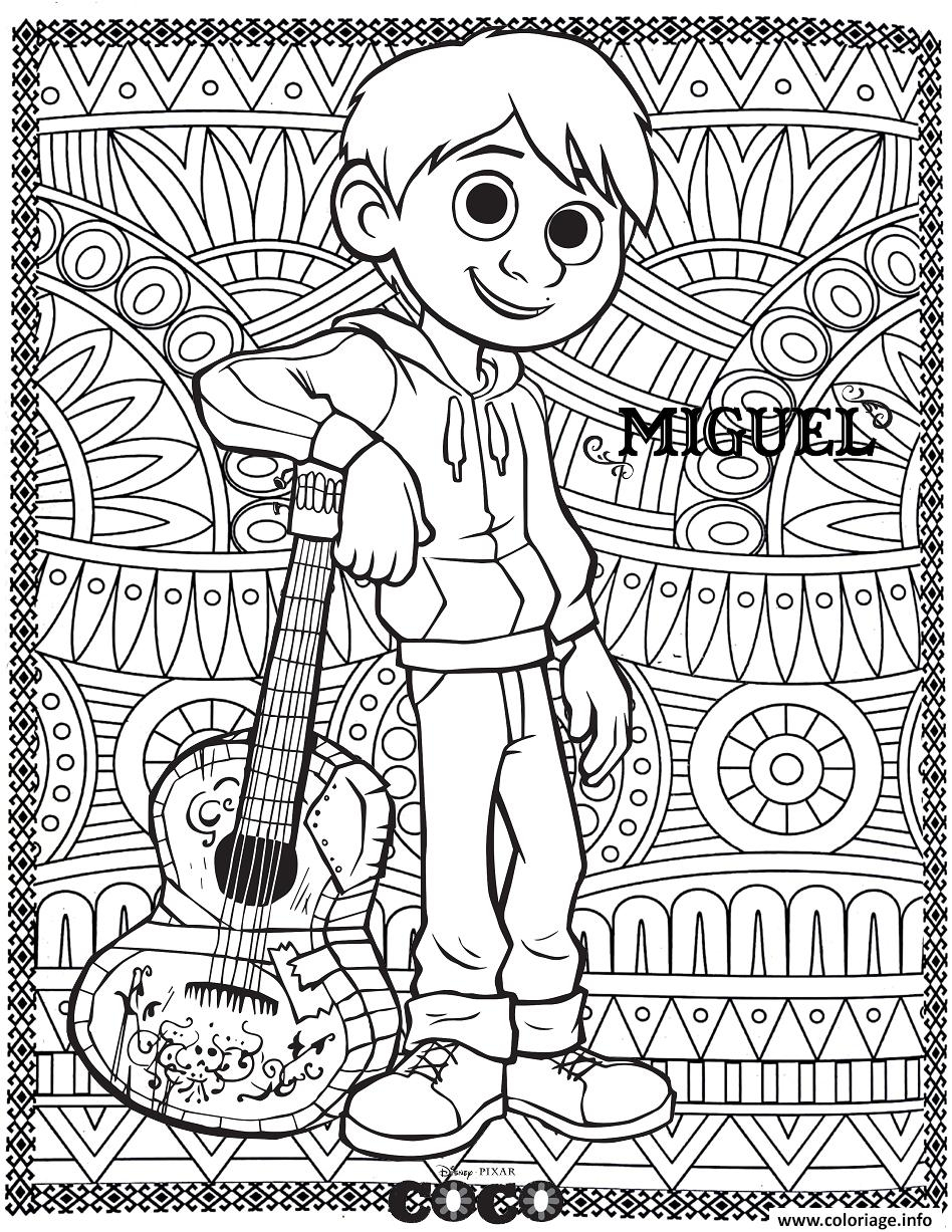 Coloriage Disney Adulte Mandala Coco Miguel Dessin Disney Adulte À Imprimer destiné Coloriage Magique Disney À Imprimer