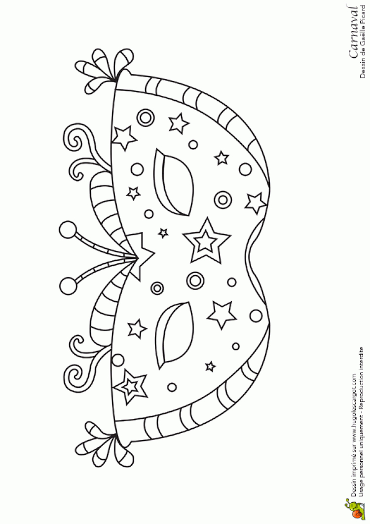 Coloriage D'Un Masque De Carnaval Étoile | Masque Carnaval, Coloriage concernant Danseuse Étoile Hugo L'Escargot