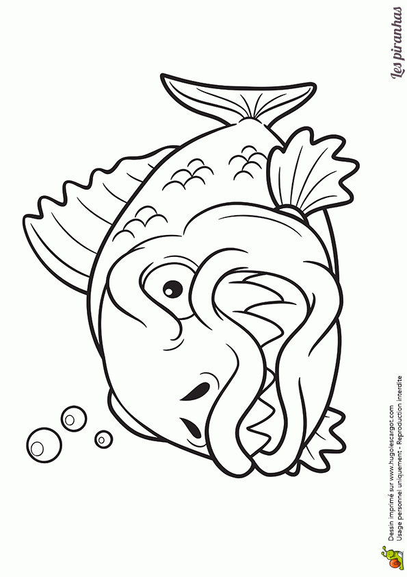Coloriage D'Un Poisson Carnivore, Un Piranha À L'Air Féroce dedans Coloriage Animaux 7 Mer