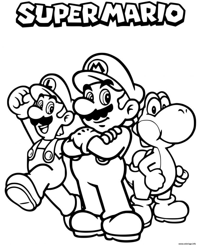 Coloriage Equipe De Tonerre Mario Luigi Yoshi Dessin Mario À Imprimer à Mario Coloriage En Ligne