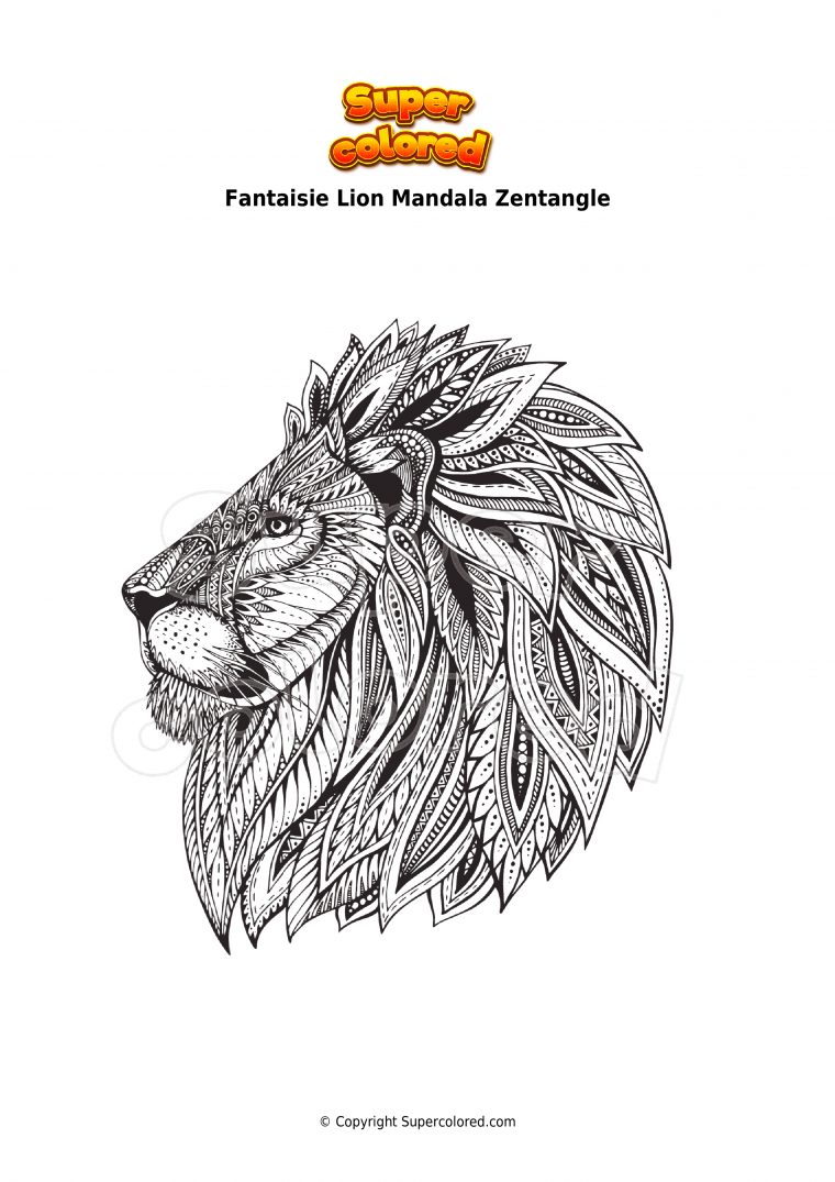 Coloriage Fantaisie Lion Mandala Zentangle – Supercolored à Coloriage Mandala Lion Coloriage Fantaisie Lion Mandala Zentangle – Supercolored à Coloriage Mandala Lion